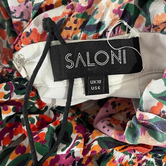 NWOT Saloni Floral Grace Silk Midi Dress Size 6 - Picture 6 of 7
